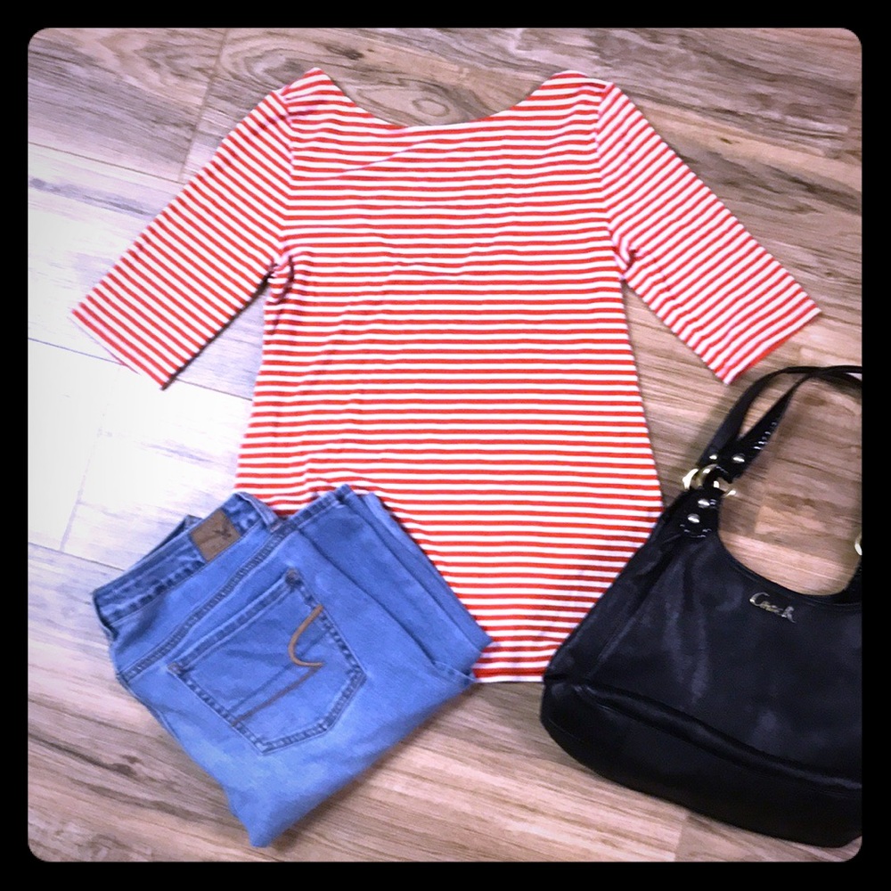 Old navy red and white striped shirt scoop back